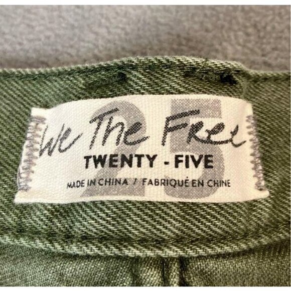 We The Free Size 25 Women's Denim Cut Off Shorts Green Button Fly 29 x 8 - Picture 4 of 6